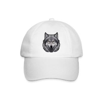 Wolf Kopfporträt - Baseballkappe - Weiß/Weiß - Vorne