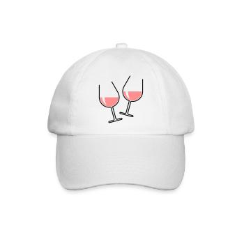 2 Roséweingläser Prosten Zu, Wein Bauchig Offen 2C - Baseballkappe - Weiß/Weiß - Vorne