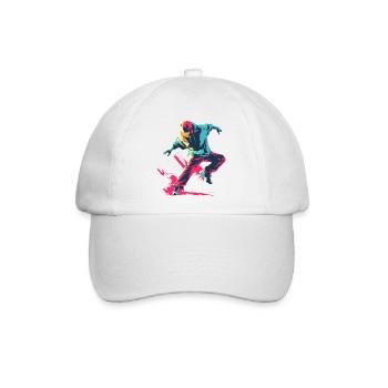 B-Boy Cartoon Stil - Baseballkappe - Weiß/Weiß - Vorne