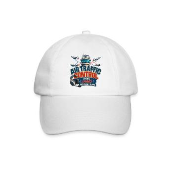 Lustiges Luftverkehrskontroll-Luftfahrtdesign - Baseballkappe - Weiß/Weiß - Vorne