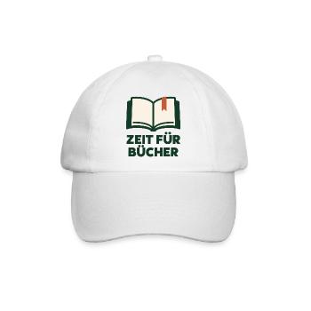 Zeit für Bücher - Buchmotiv mit Text - Baseballkappe - Weiß/Weiß - Vorne