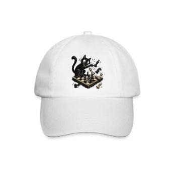  Katzen Schachspieler Schachspiel Schachbrett - Baseballkappe - Weiß/Weiß - Vorne