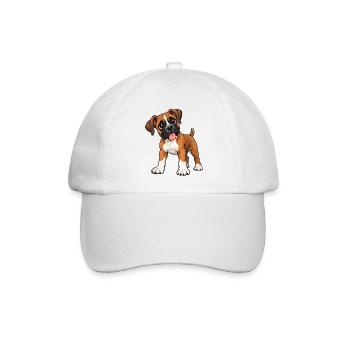 Boxer Kawaii Style – Süßer Hund - Baseballkappe - Weiß/Weiß - Vorne