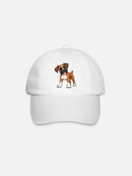 Boxer Kawaii Style – Süßer Hund - Baseballkappe - Weiß/Weiß