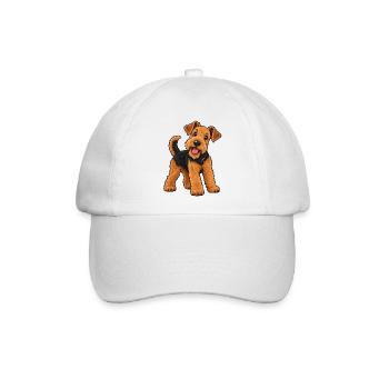 Airedale Terrier Kawaii Style – Süßer Terrier - Baseballkappe - Weiß/Weiß - Vorne