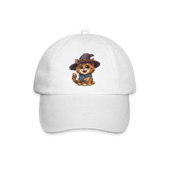 Hexenkatze mit Hut und Schal - Baseballkappe - Weiß/Weiß - Vorne