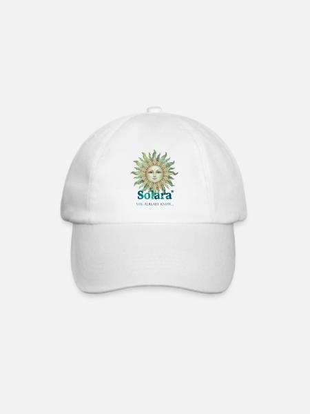 Solara Sun mit Vintage-Schrift - Baseballkappe - Weiß/Weiß
