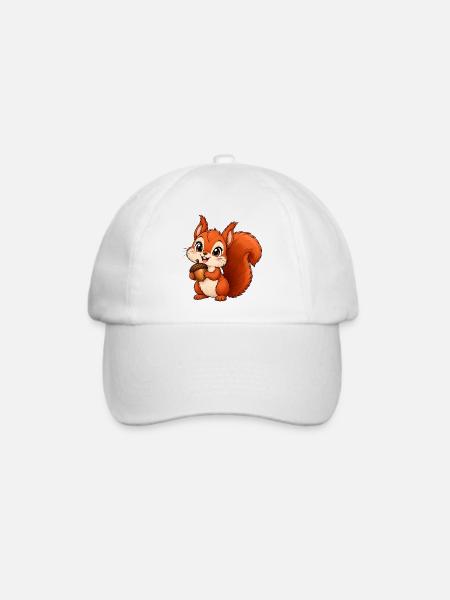 Rotes Eichhörnchen Kawaii Style – Süßes Motiv - Baseballkappe - Weiß/Weiß