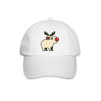 Rentier Rote Nase Icon - Baseballkappe - Weiß/Weiß - Vorne