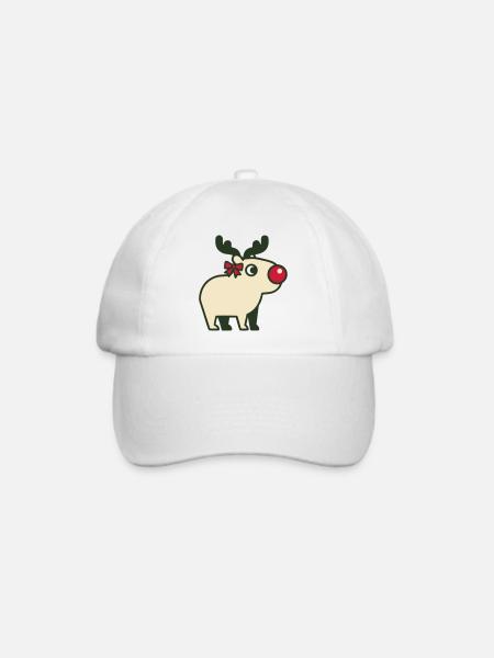Rentier Rote Nase Icon - Baseballkappe - Weiß/Weiß
