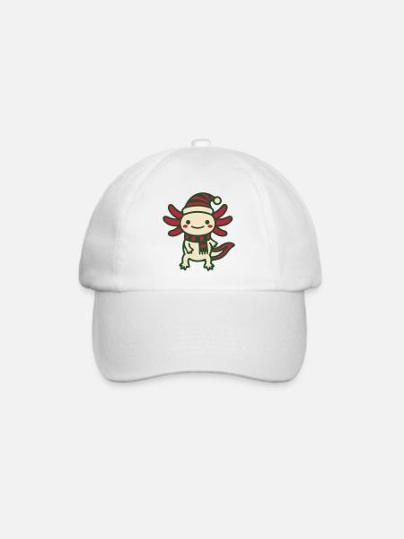 Weihnachts Axolotl Clipart - Baseballkappe - Weiß/Weiß