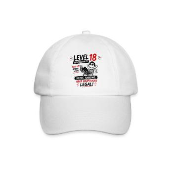 Level 18 Freigeschaltet Volljährig Legal Humor - Baseballkappe - Weiß/Weiß - Vorne