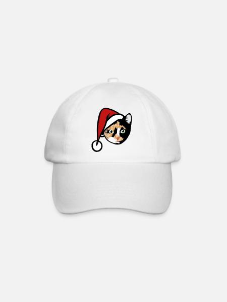 Calico-Katze im Weihnachtshut - Baseballkappe - Weiß/Weiß