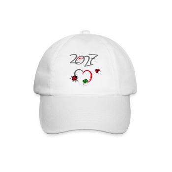 Neujahr 2027 Glücksdesign - Baseballkappe - Weiß/Weiß - Vorne