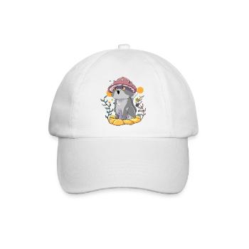 Katze Pilz Natur - Baseballkappe - Weiß/Weiß - Vorne