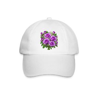 Lavendelrosen-Straußdruck - Baseballkappe - Weiß/Weiß - Vorne
