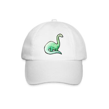Smaragdgrünes Dino-Aquarell - Baseballkappe - Weiß/Weiß - Vorne
