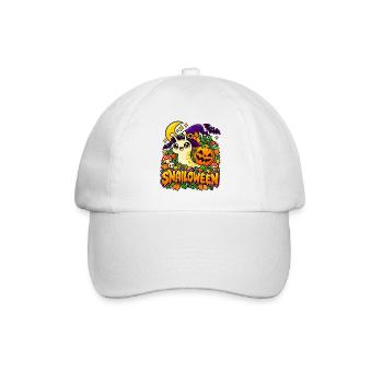 Snailoween – Kürbisschnecke - Baseballkappe - Weiß/Weiß - Vorne