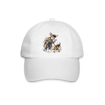 Bunny Punk Detektivhase mit Beagle Spuren - Baseballkappe - Weiß/Weiß - Vorne