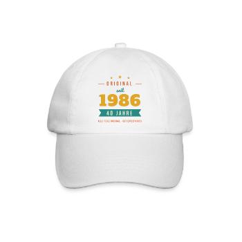 Original seit 1986 – 40. Geburtstag Jahrgang - Baseballkappe - Weiß/Weiß - Vorne