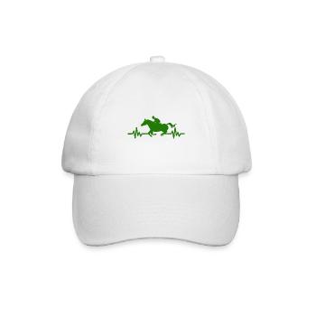 Herzschlag - Pferd Hengst Stute Ross Polo - Baseballkappe - Weiß/Weiß - Vorne