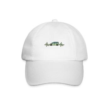 Auto - Wagen - Herzschlag - Automobile - Style - Baseballkappe - Weiß/Weiß - Vorne