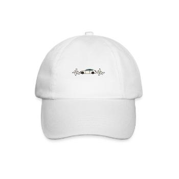 Auto - Wagen - Herzschlag - Automobile - Style - Baseballkappe - Weiß/Weiß - Vorne