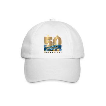 50. Geburtstag - Baseballkappe - Weiß/Weiß - Vorne
