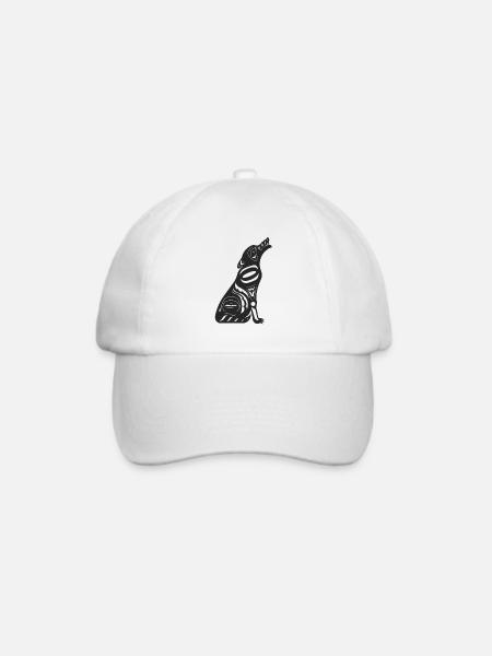 Totem heulender Wolf schwarz - Baseballkappe - Weiß/Weiß