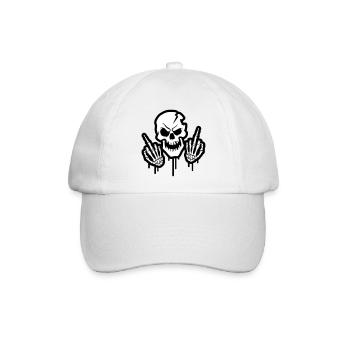Skelett Mittelfinger Totenkopf Symbol - Baseballkappe - Weiß/Weiß - Vorne