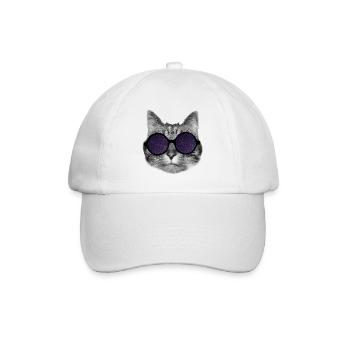 Katze und hypnotische Brille - Baseballkappe - Weiß/Weiß - Vorne