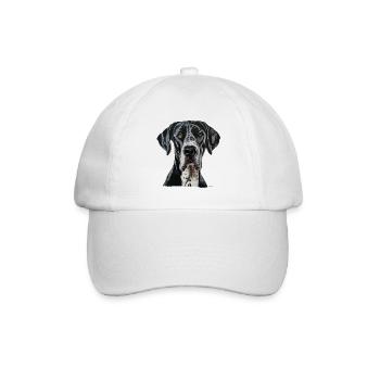 Great Dane - Dänische Dogge - Baseballkappe - Weiß/Weiß - Vorne