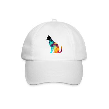 Aki, die bunte Katze - Baseballkappe - Weiß/Weiß - Vorne