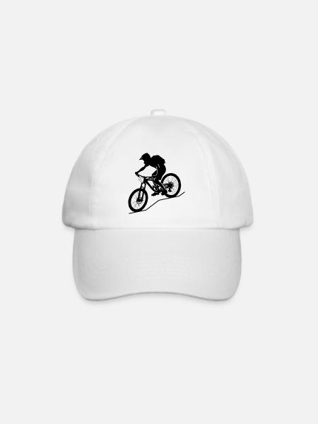 Dynamische Mountainbiker Silhouette - Baseballkappe - Weiß/Weiß