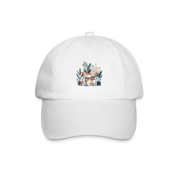 Pflanzen und Musik - hochwertiger Modedruck - Baseballkappe - Weiß/Weiß - Vorne