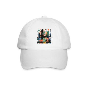 Pflanzen und Musik - hochwertiger Modedruck - Baseballkappe - Weiß/Weiß - Vorne