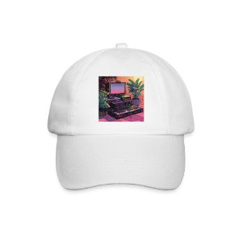 Pflanzen und Musik - hochwertiger Modedruck - Baseballkappe - Weiß/Weiß - Vorne