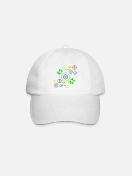 Flower Hippie buntes Blumenmuster - Baseballkappe - Weiß/Weiß