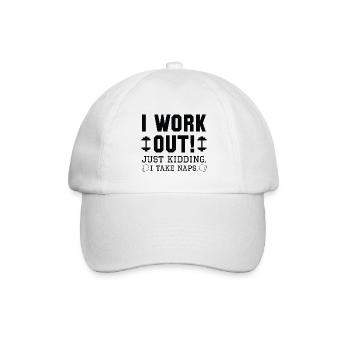Ich trainiere nur ein Scherz, ich mache ein Nickerchen - Baseballkappe - Weiß/Weiß - Vorne