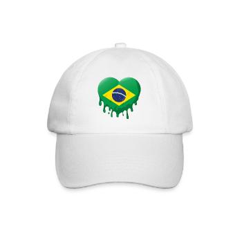 Brasilien Flagge Brasilianische Fahne Südamerika - Baseballkappe - Weiß/Weiß - Vorne