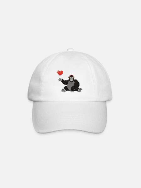 Gorilla mit Herz - Baseballkappe - Weiß/Weiß