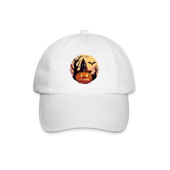 Verzauberte Halloween-Mondnacht - Baseballkappe - Weiß/Weiß - Vorne