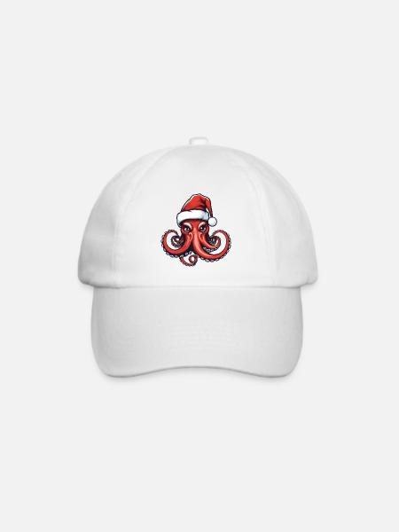 Oktopus Krake Weihnachten Porträt Xmas - Baseballkappe - Weiß/Weiß