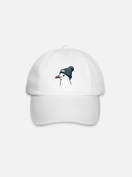 Moin Möwe mit Beanie Mütze - T-Shirt - Baseballkappe - Weiß/Weiß