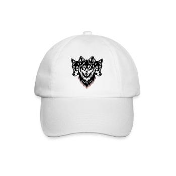 Wolf Kopf Rudel - Baseballkappe - Weiß/Weiß - Vorne