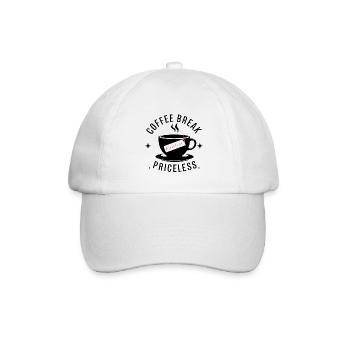 Kaffeepause - unbezahlbar - Baseballkappe - Weiß/Weiß - Vorne