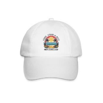 Sonne, Strand und Meer - mein Lebenselixier - Baseballkappe - Weiß/Weiß - Vorne
