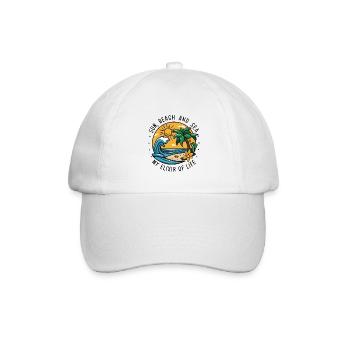 Sonne, Strand und Meer - mein Lebenselixier - Baseballkappe - Weiß/Weiß - Vorne