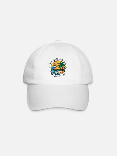 Sonne, Strand und Meer - mein Lebenselixier - Baseballkappe - Weiß/Weiß