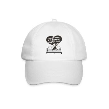 Ich brauche keinen Therapeuten ich habe einen Hund - Baseballkappe - Weiß/Weiß - Vorne